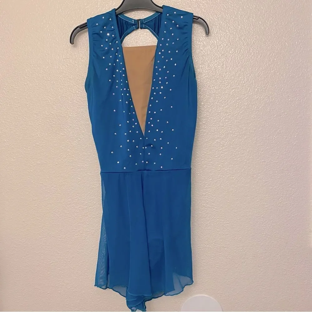 The Line up solo dance costume ALYSHA BIKETARD teal mallard green rhinestone XLC